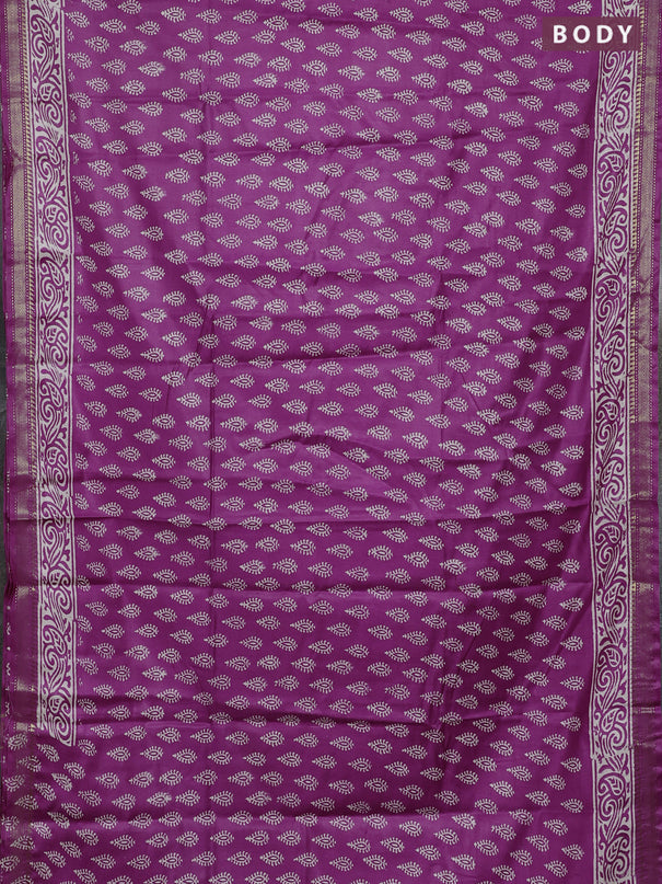 Semi bhagalpuri saree purple with allover prints and zari woven border