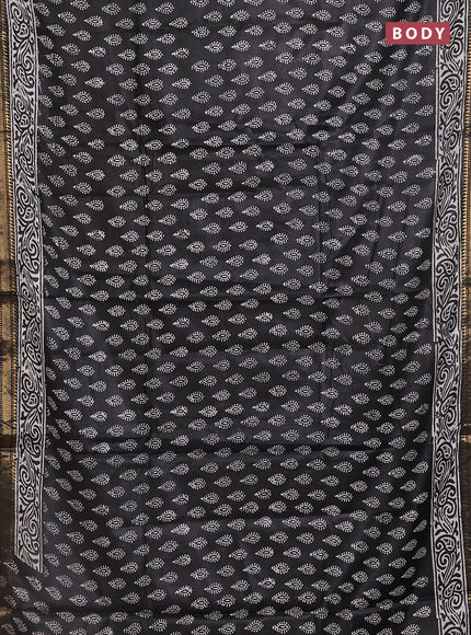 Semi bhagalpuri saree black with allover prints and zari woven border