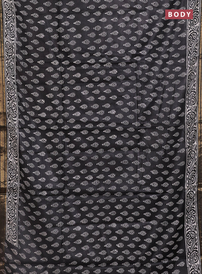 Semi bhagalpuri saree black with allover prints and zari woven border