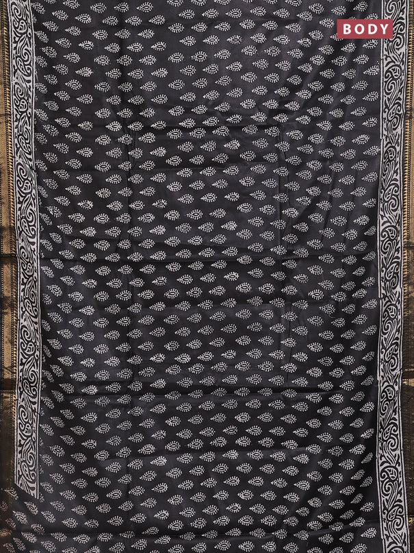 Semi bhagalpuri saree black with allover prints and zari woven border