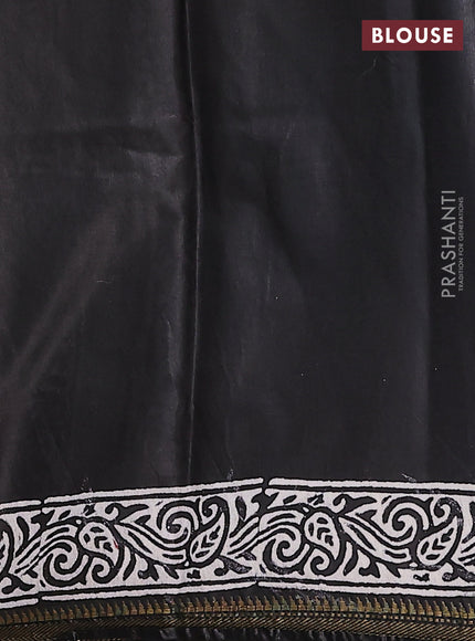 Semi bhagalpuri saree black with allover prints and zari woven border