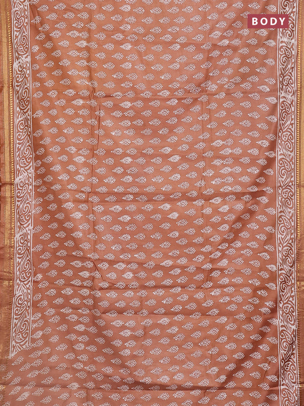 Semi bhagalpuri saree sandal with allover prints and zari woven border
