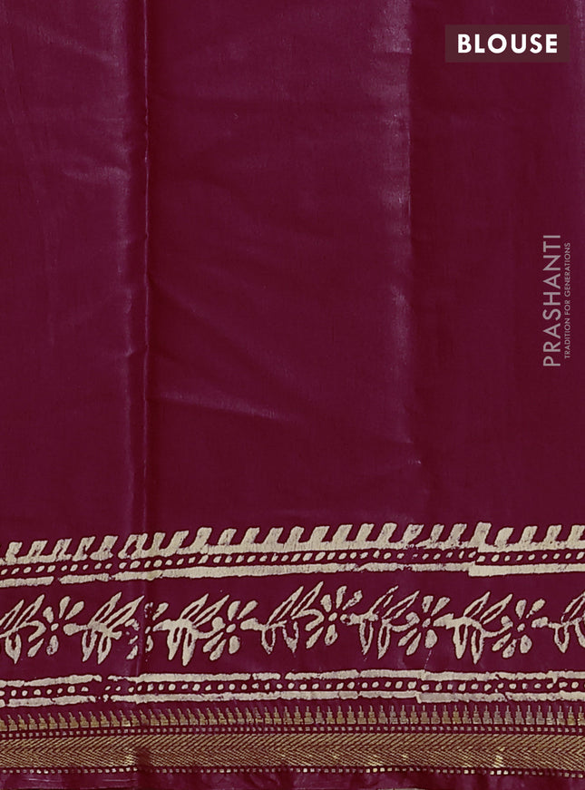 Semi bhagalpuri saree maroon with allover prints and zari woven border