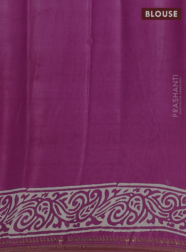 Semi bhagalpuri saree purple with allover prints and zari woven border
