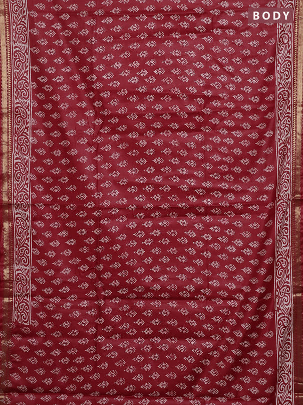 Semi bhagalpuri saree red with allover prints and zari woven border