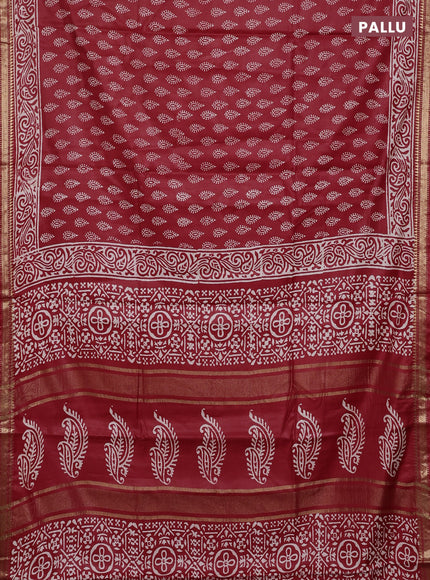 Semi bhagalpuri saree red with allover prints and zari woven border