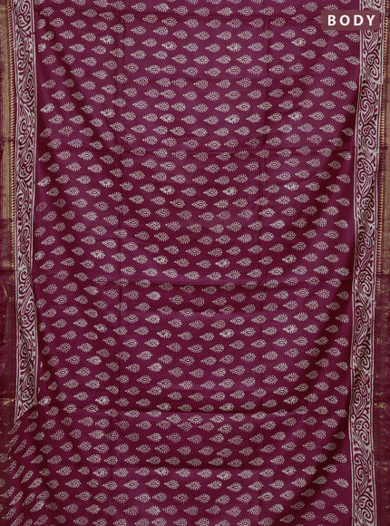 Semi bhagalpuri saree maroon with allover prints and zari woven border