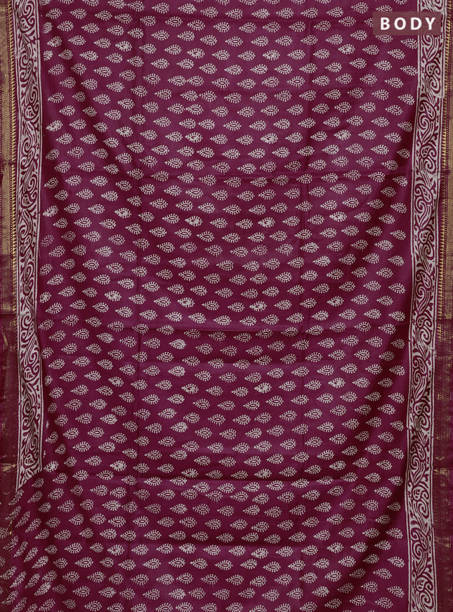 Semi bhagalpuri saree maroon with allover prints and zari woven border