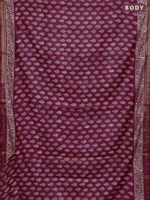 Semi bhagalpuri saree maroon with allover prints and zari woven border