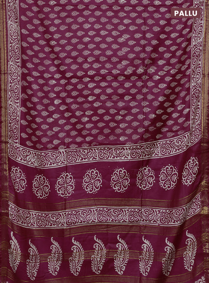Semi bhagalpuri saree maroon with allover prints and zari woven border