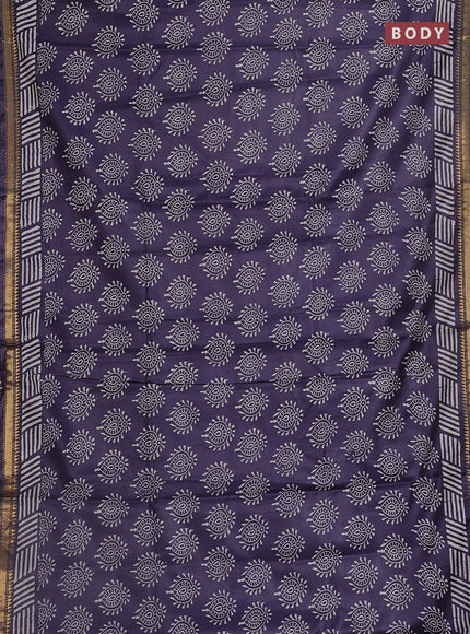 Semi bhagalpuri saree deep jamun with allover prints and zari woven border
