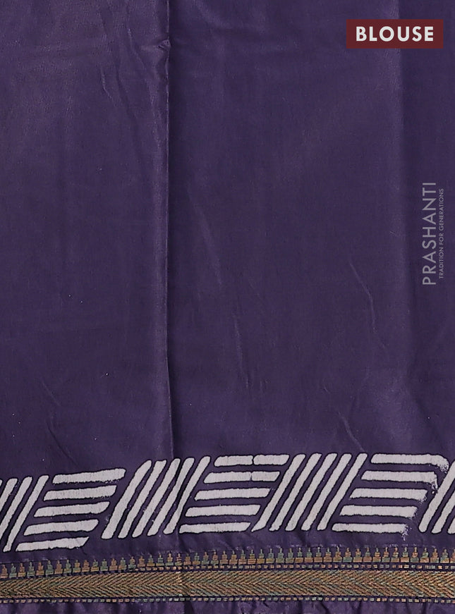 Semi bhagalpuri saree deep jamun with allover prints and zari woven border