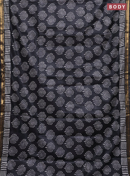 Semi bhagalpuri saree black with allover prints and zari woven border