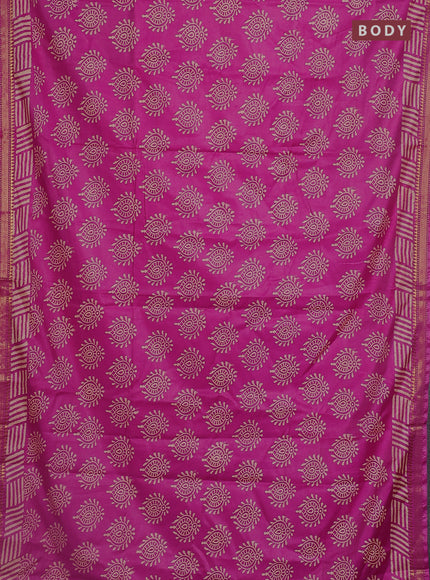 Semi bhagalpuri saree pink with allover prints and zari woven border