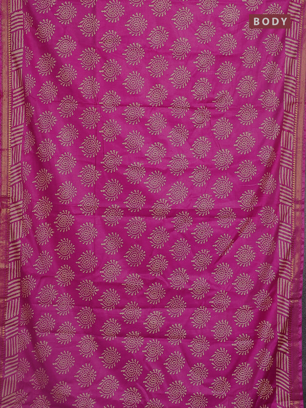 Semi bhagalpuri saree pink with allover prints and zari woven border