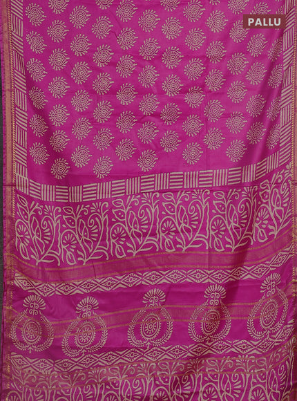 Semi bhagalpuri saree pink with allover prints and zari woven border
