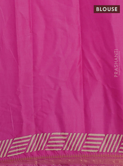 Semi bhagalpuri saree pink with allover prints and zari woven border