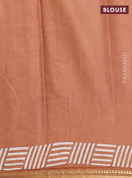 Semi bhagalpuri saree brown with allover prints and zari woven border