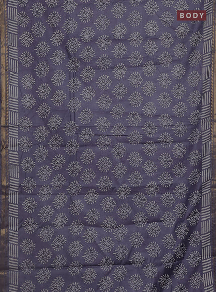 Semi bhagalpuri saree grey with allover prints and zari woven border