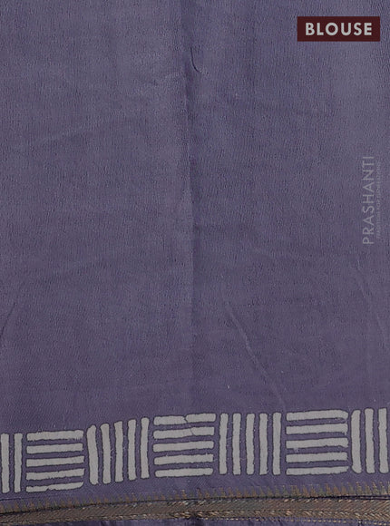 Semi bhagalpuri saree grey with allover prints and zari woven border