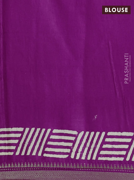 Semi bhagalpuri saree deep purple with allover prints and zari woven border