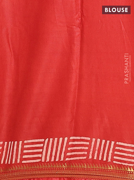 Semi bhagalpuri saree rust with allover prints and zari woven border