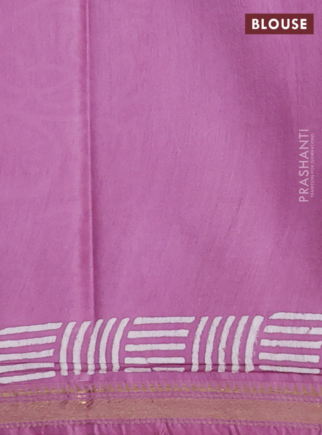 Semi bhagalpuri saree lavender with allover prints and zari woven border