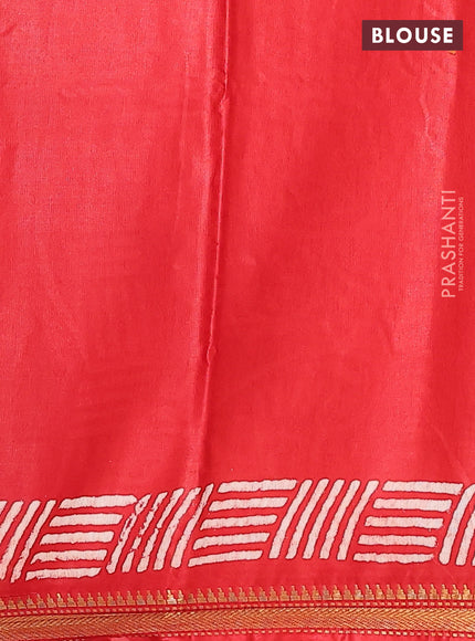 Semi bhagalpuri saree red with allover prints and zari woven border