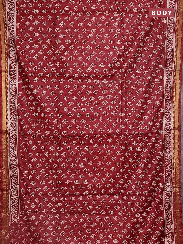 Semi bhagalpuri saree maroon with allover prints and zari woven border