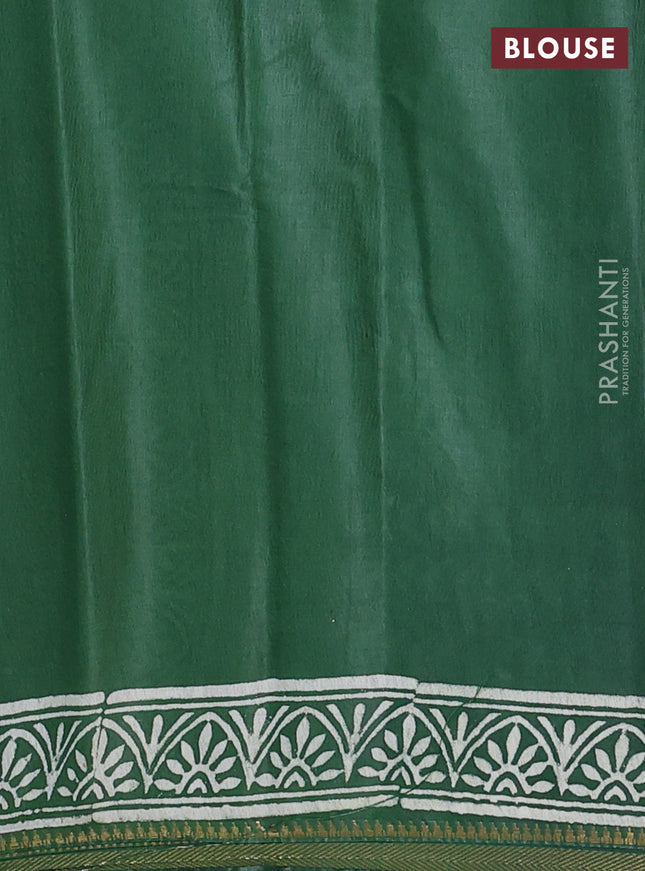 Semi bhagalpuri saree green with allover prints and zari woven border