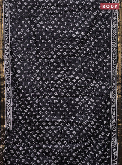 Semi bhagalpuri saree black with allover prints and zari woven border