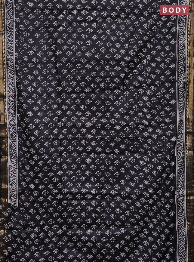 Semi bhagalpuri saree black with allover prints and zari woven border