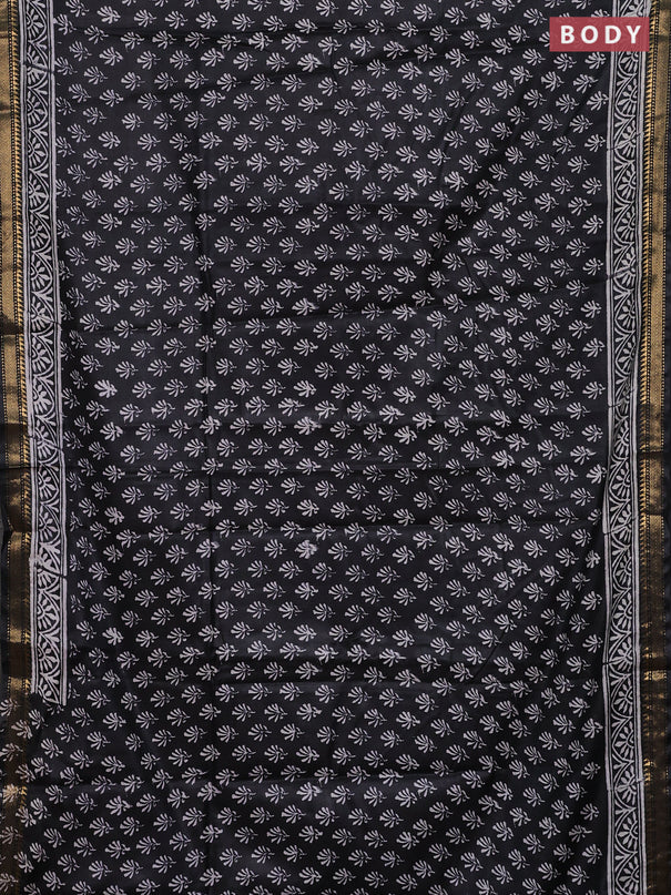 Semi bhagalpuri saree black with allover prints and zari woven border