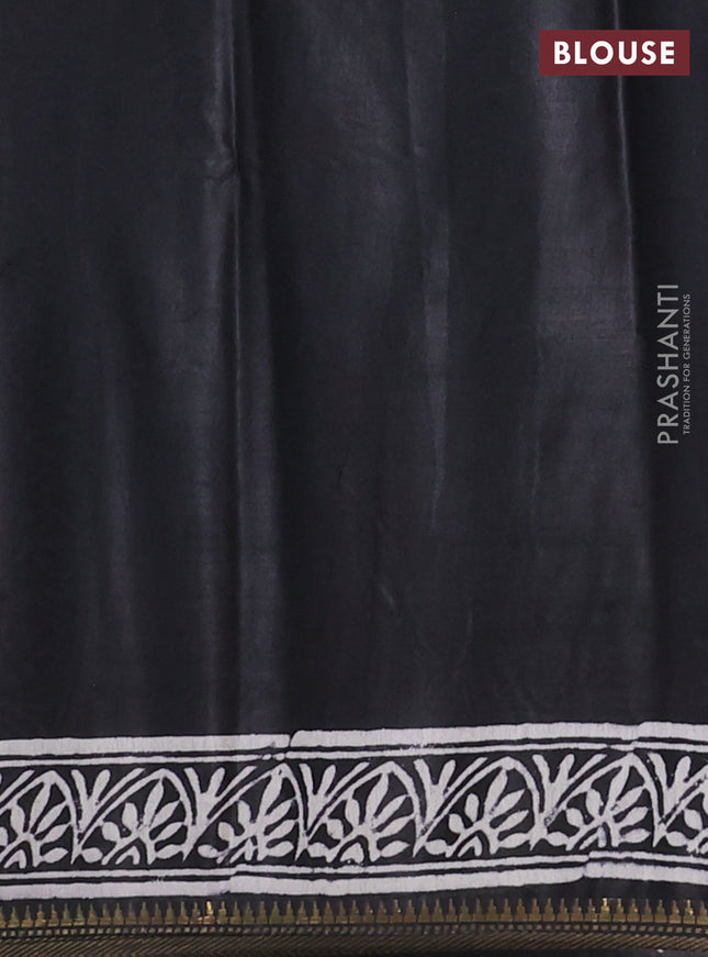 Semi bhagalpuri saree black with allover prints and zari woven border