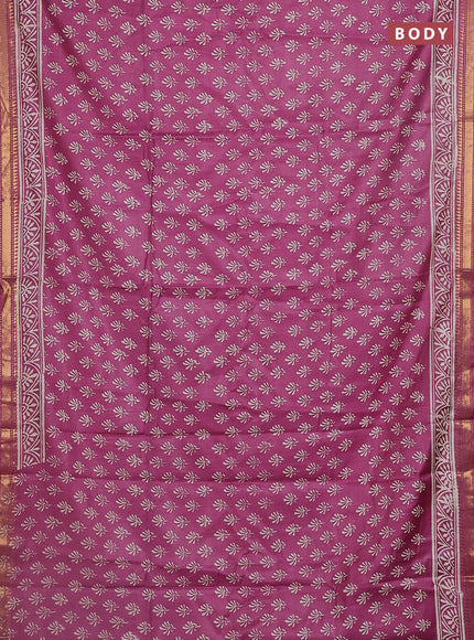 Semi bhagalpuri saree purple with allover prints and zari woven border
