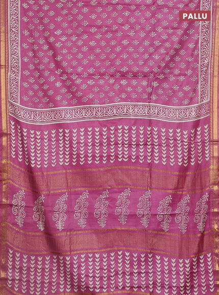 Semi bhagalpuri saree purple with allover prints and zari woven border