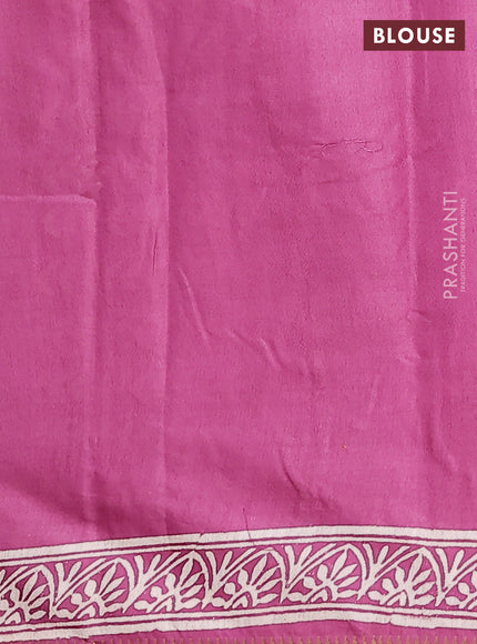 Semi bhagalpuri saree purple with allover prints and zari woven border