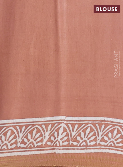 Semi bhagalpuri saree brown with allover prints and zari woven border