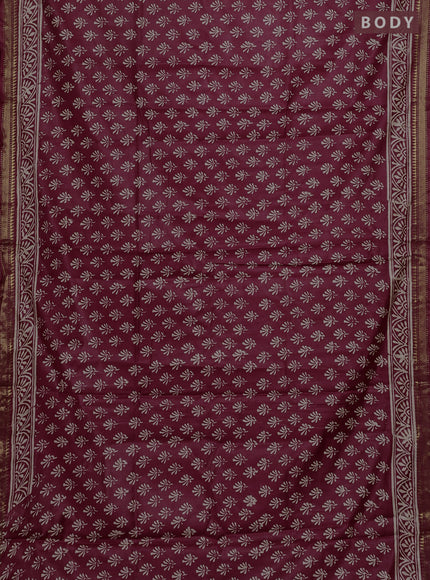 Semi bhagalpuri saree maroon with allover prints and zari woven border
