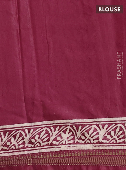 Semi bhagalpuri saree maroon with allover prints and zari woven border