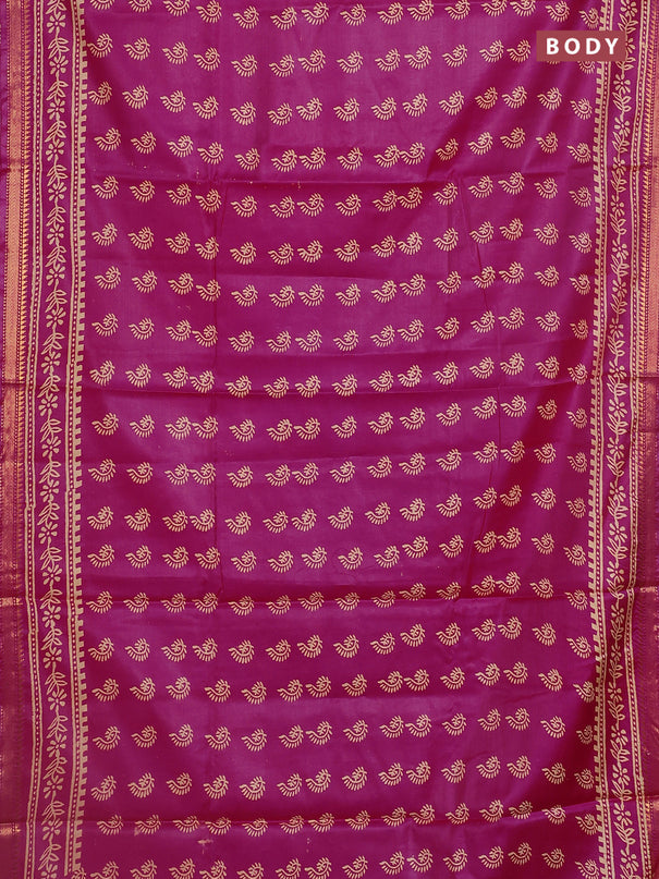Semi bhagalpuri saree pink with allover prints and zari woven border