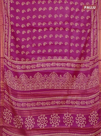 Semi bhagalpuri saree pink with allover prints and zari woven border