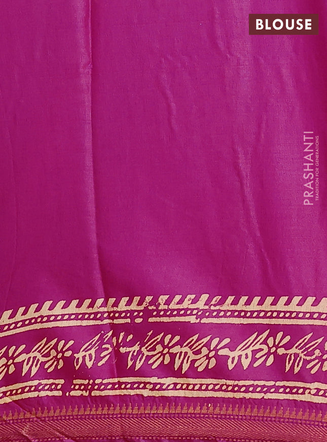 Semi bhagalpuri saree pink with allover prints and zari woven border
