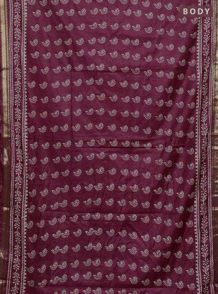 Semi bhagalpuri saree maroon with allover prints and zari woven border