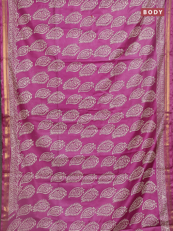 Semi bhagalpuri saree purple with allover prints and zari woven border