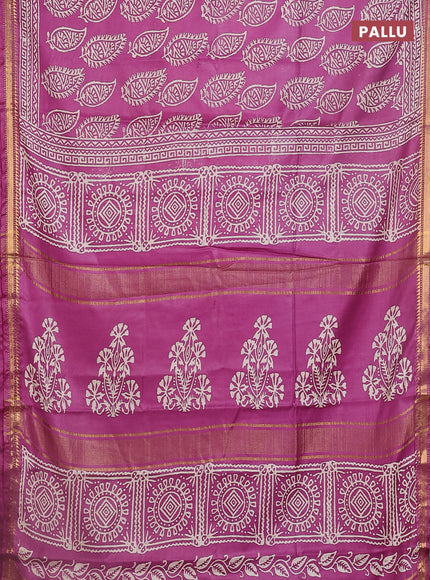 Semi bhagalpuri saree purple with allover prints and zari woven border