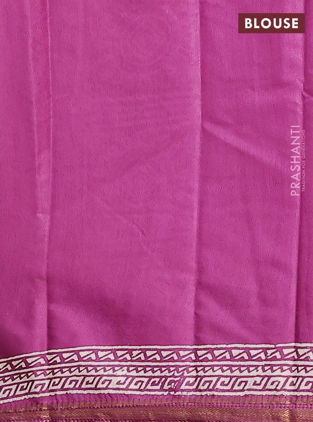 Semi bhagalpuri saree purple with allover prints and zari woven border