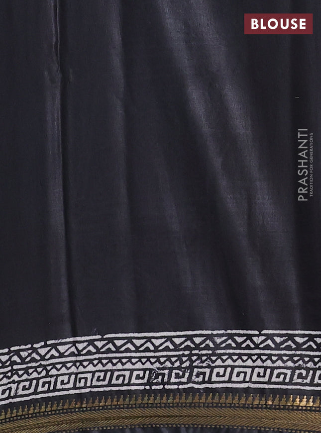 Semi bhagalpuri saree black with allover prints and zari woven border