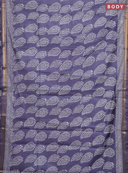 Semi bhagalpuri saree grey with allover prints and zari woven border