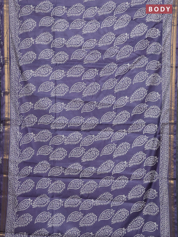 Semi bhagalpuri saree grey with allover prints and zari woven border